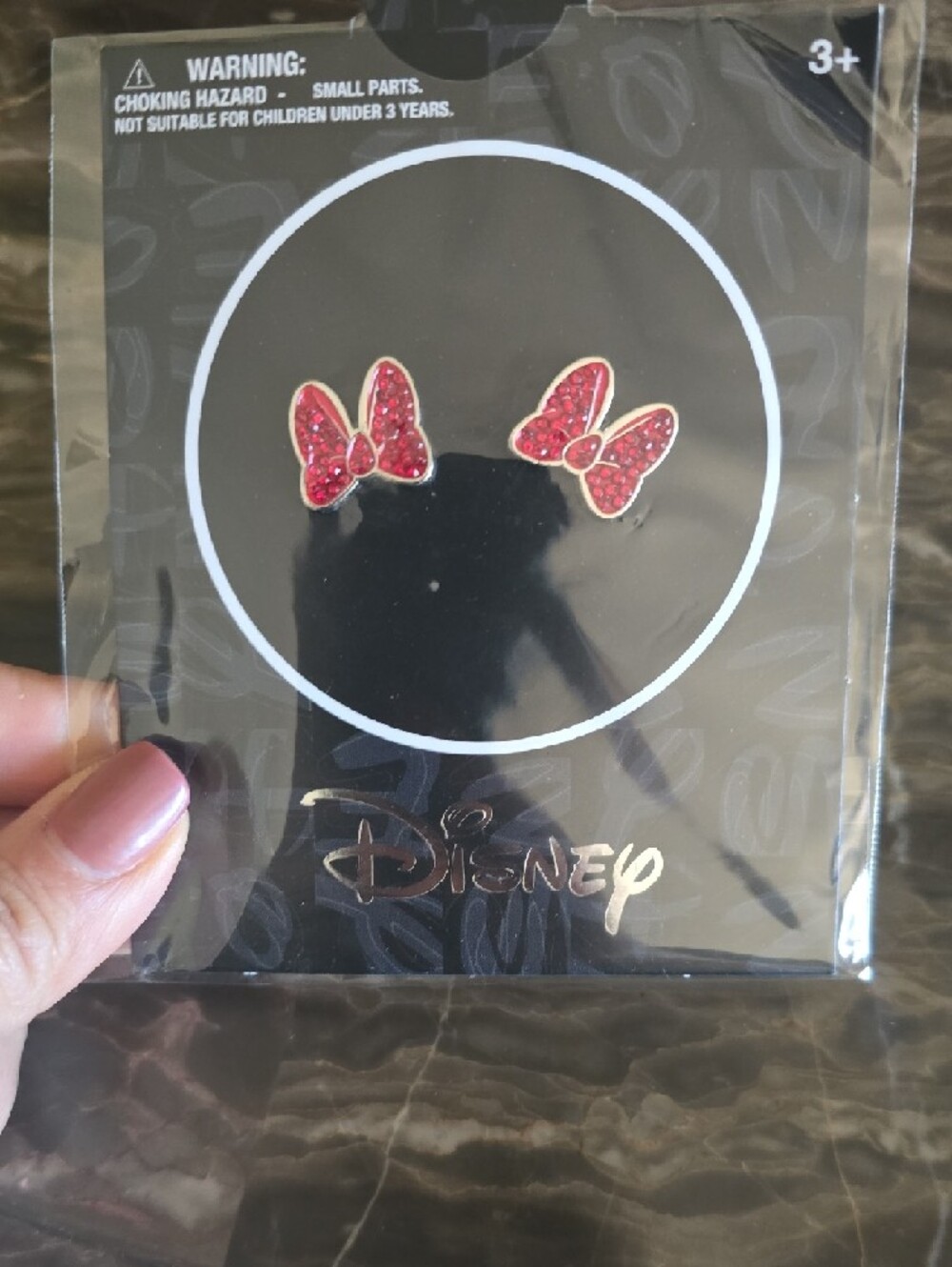 Disney Glitter Red Bow Stud Earrings - Red/Pink Sparkle